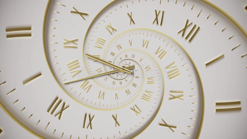 Chaotically rotating clock hands and dial stock illustration