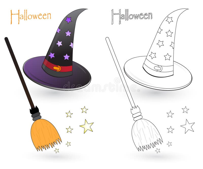 Vassoura E Chapéu De Bruxa, Vassoura, Ilustração De Halloween Aquarela Com  Textura, Clipart Isolado No Fundo Branco, Conjunto Estético De Adesivos  Desenhados À Mão No Outono October Foto Royalty Free, Gravuras, Imagens