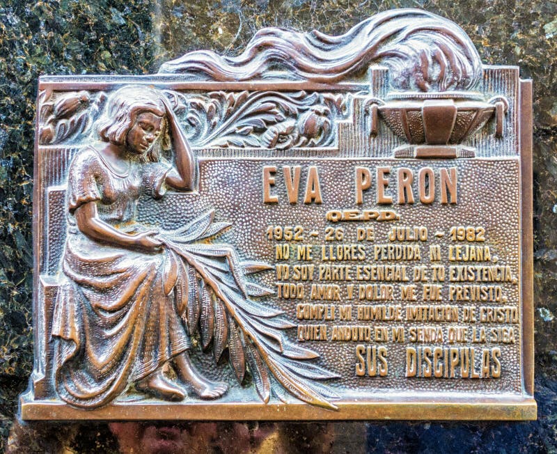 Chapa da sepultura de Eva Peron imagem de stock Chapa da sepultura de Eva Peron imagem de stock