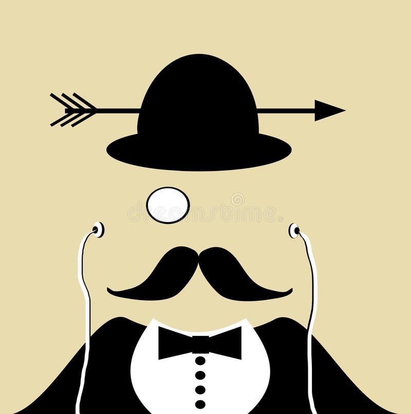 Chapeau De Chapeau Melon S'usant D'Anglais Illustration de Vecteur Illustration du moustache