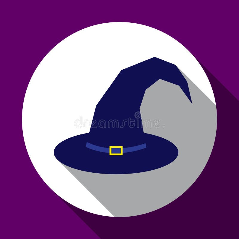 Chapeau de sorcière bleu foncé halloween. design plat avec ombre longue. illustration vectorielle. eps10.