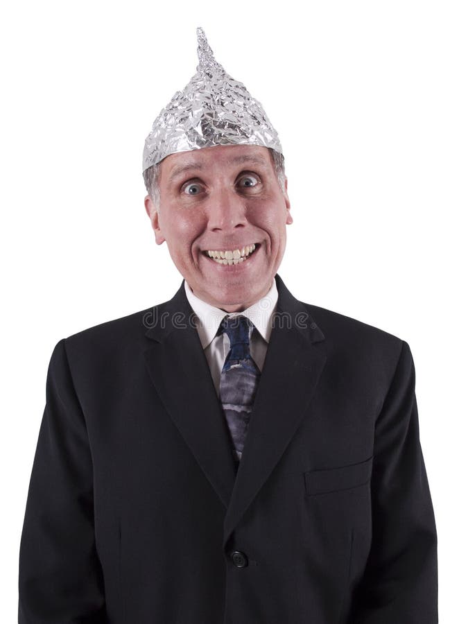 Chapeau en aluminium d'homme d'affaires drôle, contrôle d'esprit