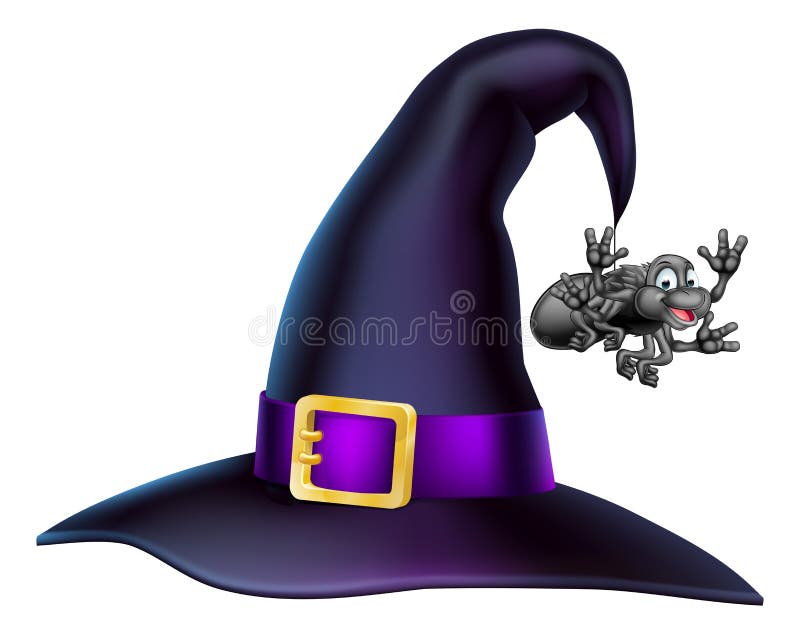 Chapeau et araignée de sorcière de Halloween illustration de vecteur Chapeau et araignée de sorcière de Halloween illustration de vecteur