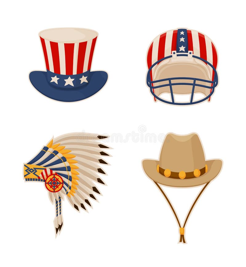 Chapeau et articles reliés à l'illustration de vecteur des Etats-Unis illustration libre de droits Chapeau et articles reliés à l'illustration de vecteur des Etats-Unis illustration libre de droits