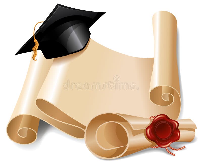 Chapeau et diplôme d'obtention du diplôme