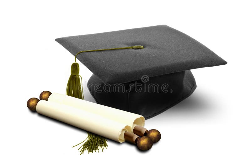 Chapeau et défilement de graduation photo stock Chapeau et défilement de graduation photo stock
