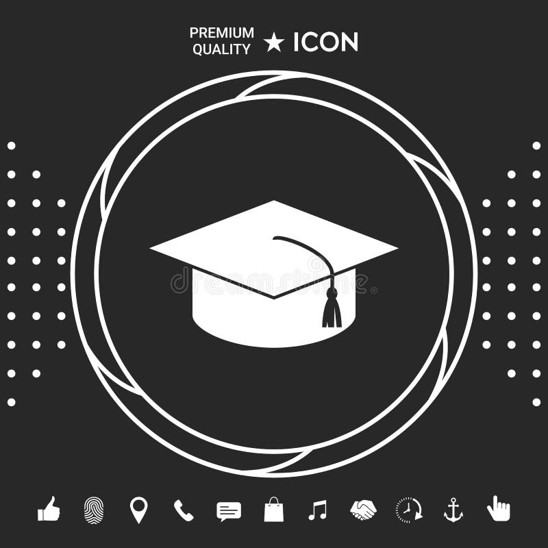Chapeau principal pour des diplômés, chapeau scolaire carré, icône de chapeau d'obtention du diplôme Éléments graphiques pour vot illustration stock Chapeau principal pour des diplômés, chapeau scolaire carré, icône de chapeau d'obtention du diplôme Éléments graphiques pour vot illustration stock