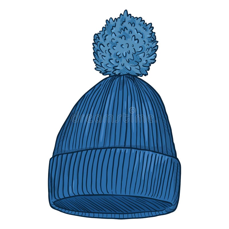 Chapeau tricoté par bande dessinée de vecteur avec le pompon