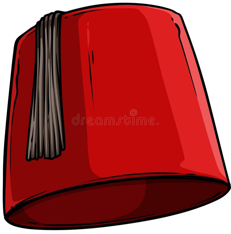 Chapeau turc rouge Fez de bande dessinée avec le gland noir illustration libre de droits Chapeau turc rouge Fez de bande dessinée avec le gland noir illustration libre de droits