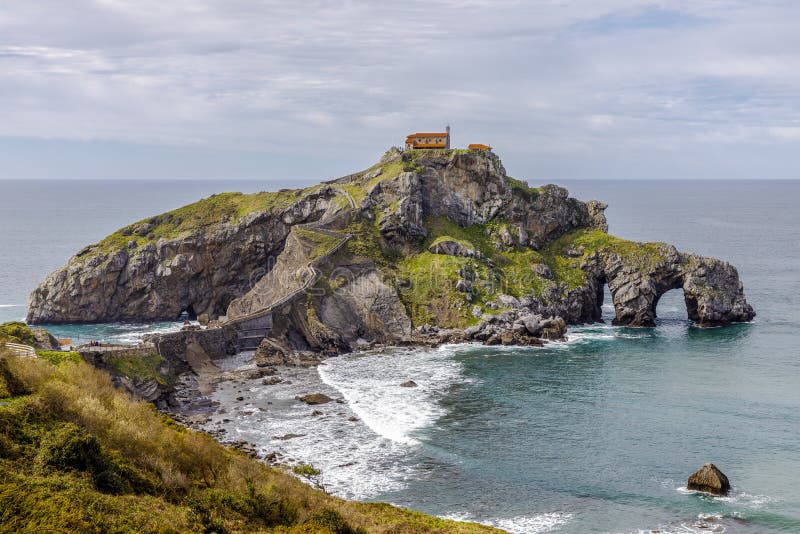 Chapel San Juan de Gazteluatxe located on a rocky peninsula in Basque country, Spain.