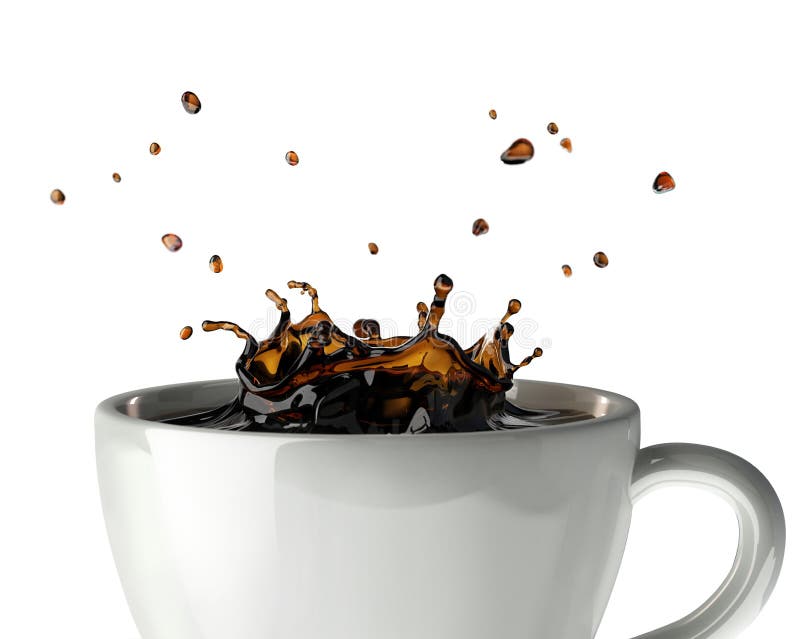 Chapoteo de la corona del café en taza. Ciérrese encima de la visión. libre illustration Chapoteo de la corona del café en taza. Ciérrese encima de la visión. libre illustration