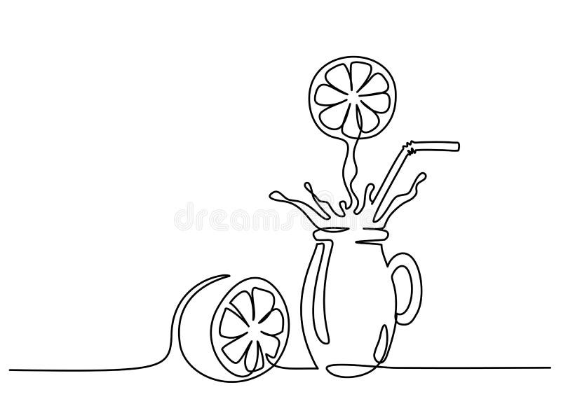 Chapoteo del zumo de naranja en la una línea continua de cristal libre illustration Chapoteo del zumo de naranja en la una línea continua de cristal libre illustration