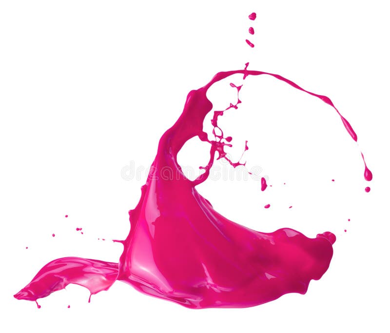 Chapoteo rosado de la pintura aislado en un fondo blanco fotografía de archivo Chapoteo rosado de la pintura aislado en un fondo blanco fotografía de archivo