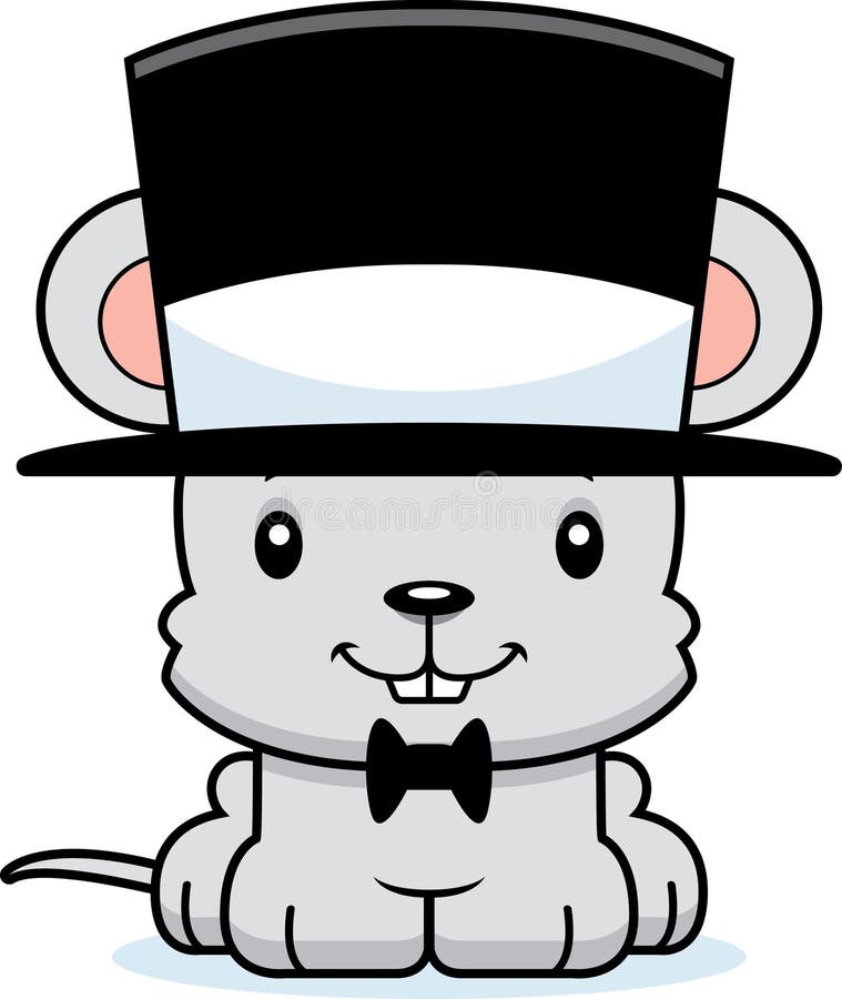 Chapéu alto de sorriso do rato dos desenhos animados ilustração do vetor Chapéu alto de sorriso do rato dos desenhos animados ilustração do vetor