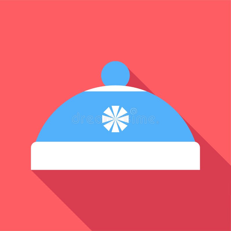 Chapéu azul com ícone do pompom, estilo liso ilustração do vetor Chapéu azul com ícone do pompom, estilo liso ilustração do vetor