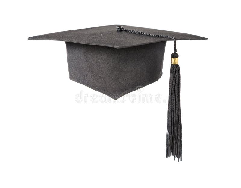 Black square graduate hat with a tassel isolated on a white background. Black square graduate hat with a tassel isolated on a white background