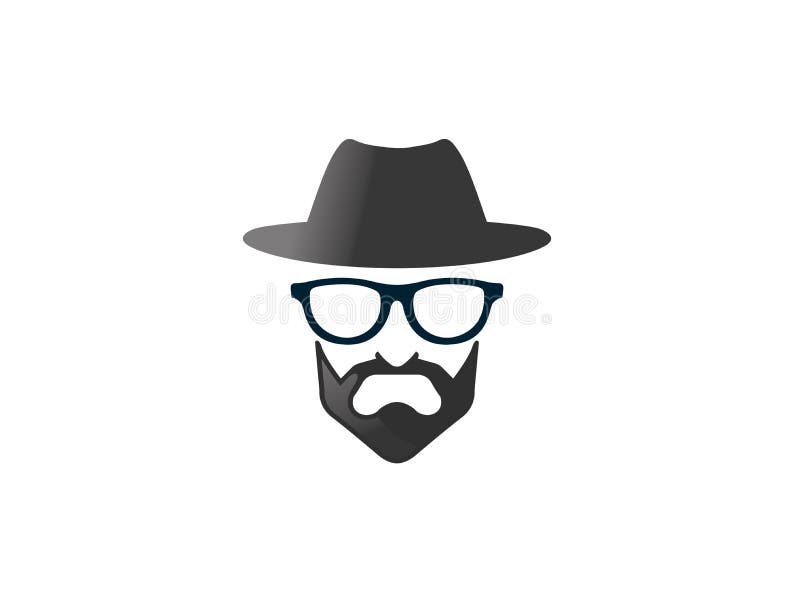 Chapéu de jogador com o baronete do und de Brille da barba e dos vidros para o logotipo ilustração do vetor Chapéu de jogador com o baronete do und de Brille da barba e dos vidros para o logotipo ilustração do vetor