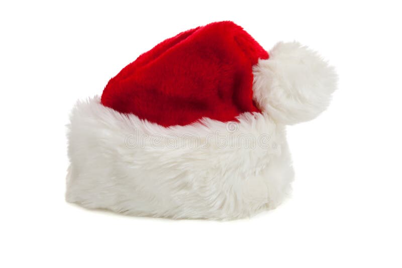 Chapéu de Papai Noel em um fundo branco imagens de stock Chapéu de Papai Noel em um fundo branco imagens de stock