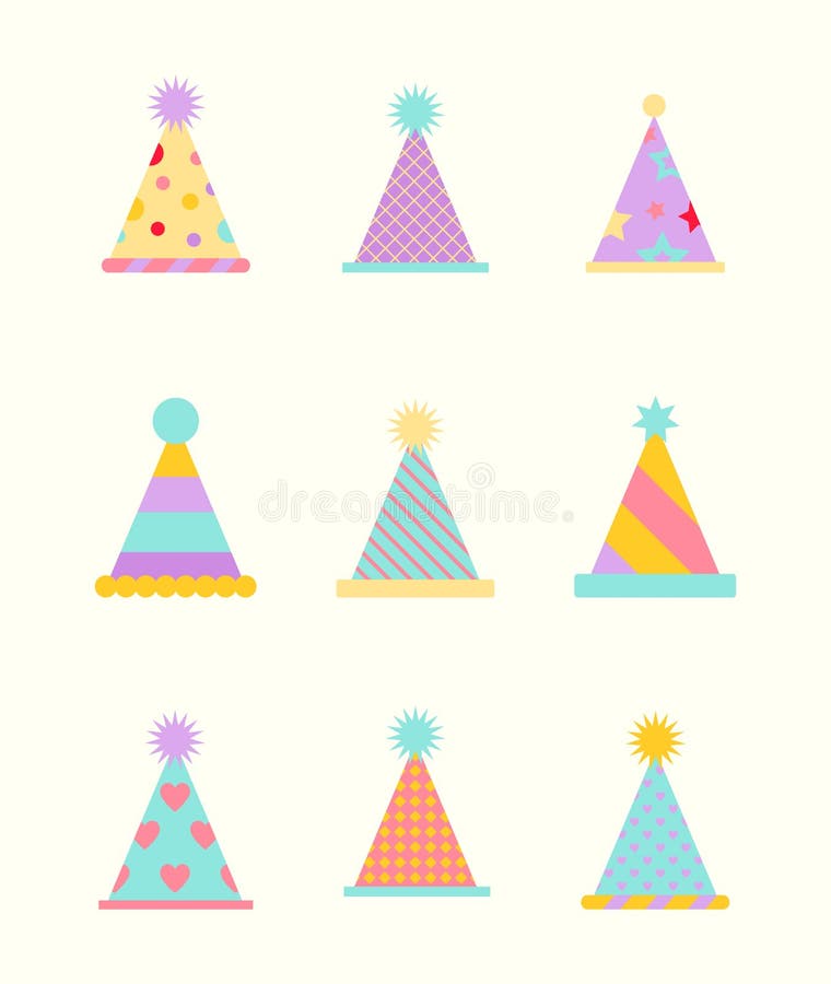 Chapéu do partido ajustado em um branco ilustração royalty free Chapéu do partido ajustado em um branco ilustração royalty free