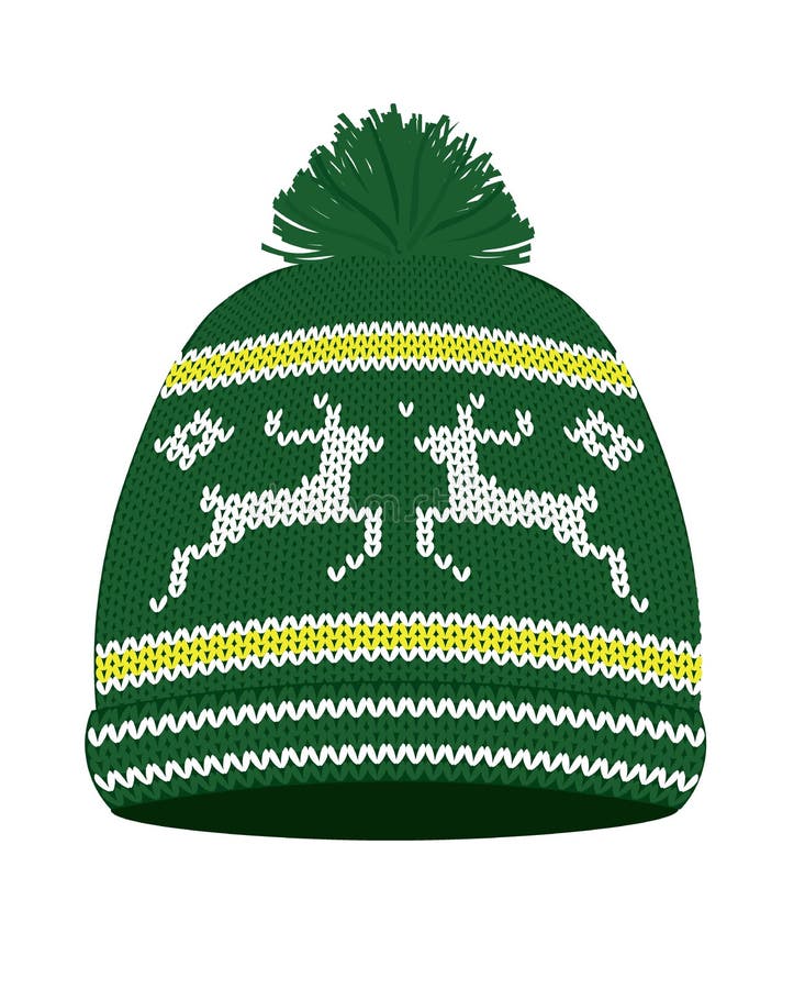Chapéu feito malha verde do inverno ilustração stock Chapéu feito malha verde do inverno ilustração stock