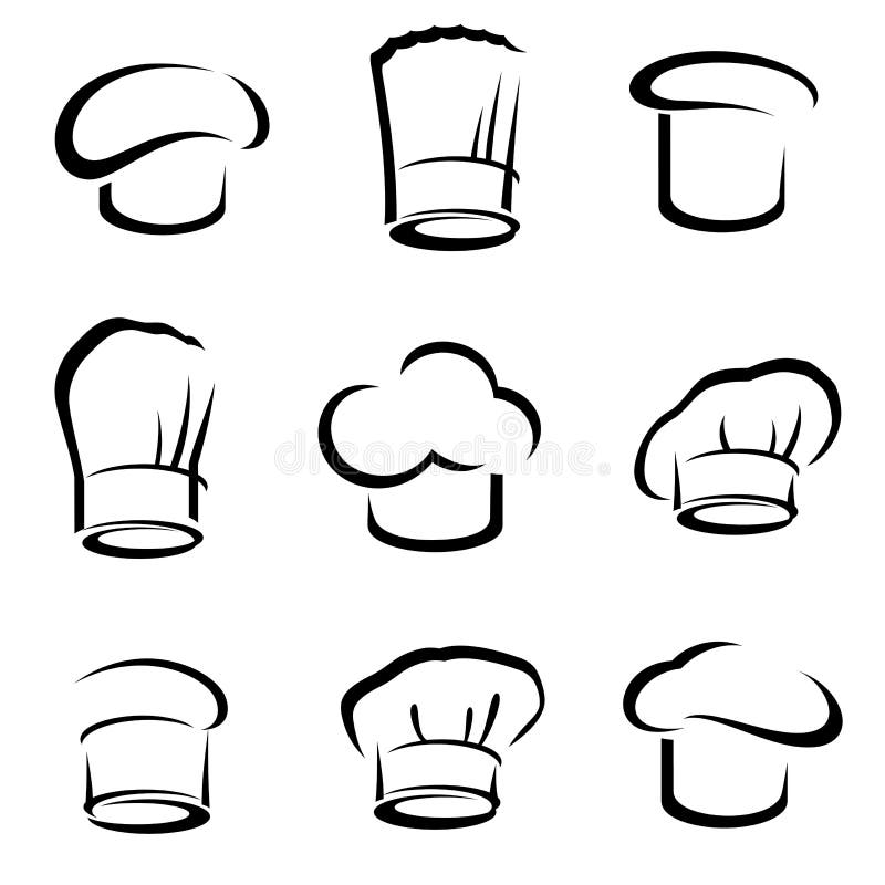 Chapéus do cozinheiro chefe ajustados Vetor ilustração royalty free Chapéus do cozinheiro chefe ajustados Vetor ilustração royalty free
