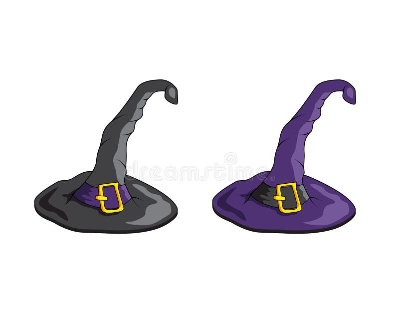 Chapéus isolados vetor da bruxa Acessório de Dia das Bruxas ilustração stock Chapéus isolados vetor da bruxa Acessório de Dia das Bruxas ilustração stock