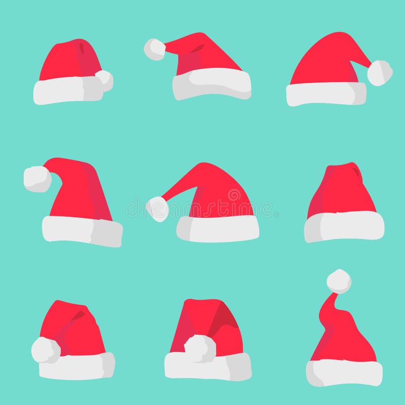 Chapéus vermelhos de Santa Claus isolados no fundo colorido Símbolo do feriado do Natal Grupo do chapéu de Santa do vetor ilustração do vetor Chapéus vermelhos de Santa Claus isolados no fundo colorido Símbolo do feriado do Natal Grupo do chapéu de Santa do vetor ilustração do vetor