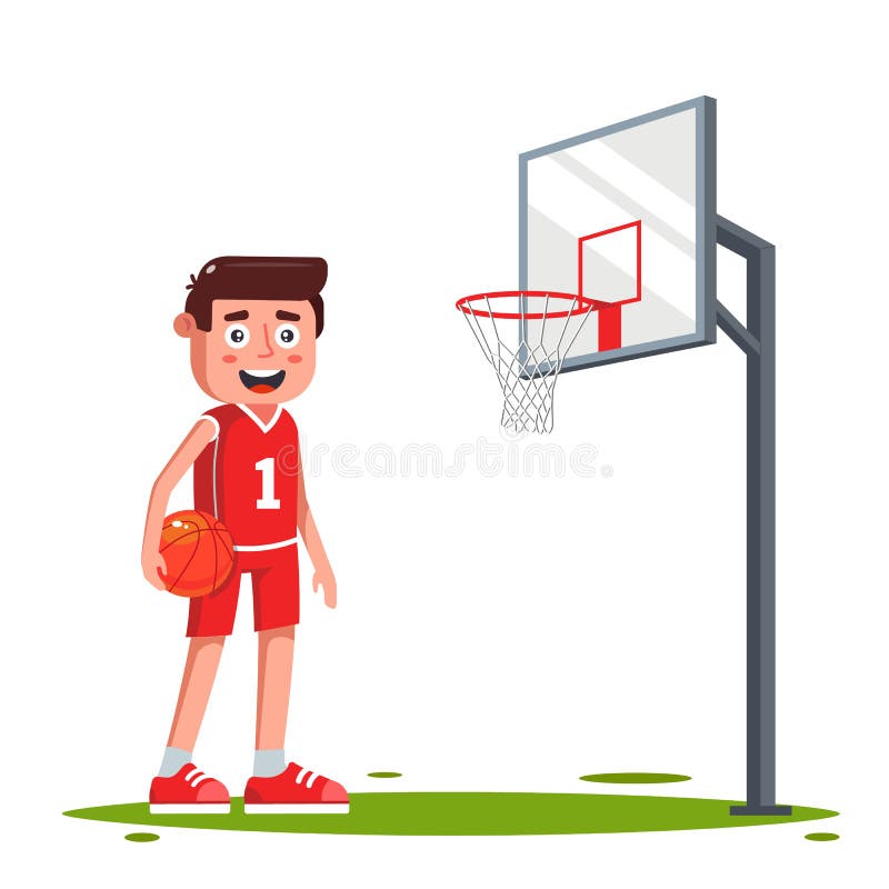Heel Diverse Kreta Character a Basketball Player on the Field with a Basketball Hoop. Score a  Goal Stock Vector - Illustration of events, international: 179716870