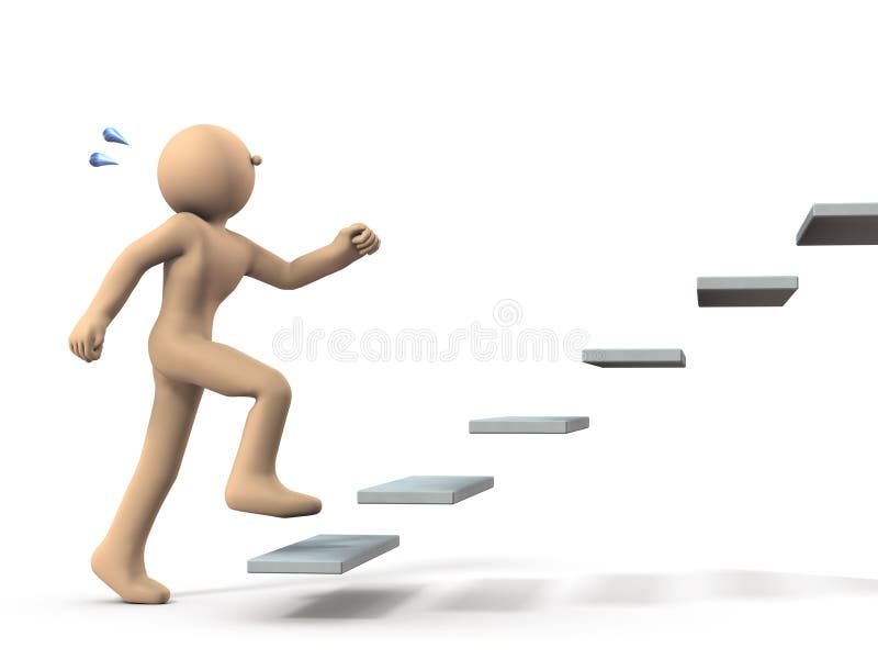 A character that begins to climb stairs. It represents the first step and challenge. vector illustration A character that begins to climb stairs. It represents the first step and challenge. vector illustration
