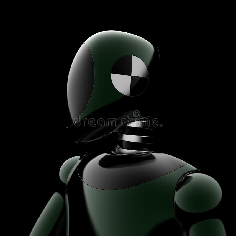 Character black android cyborg crash test dummy portrait royalty free illustration Character black android cyborg crash test dummy portrait royalty free illustration