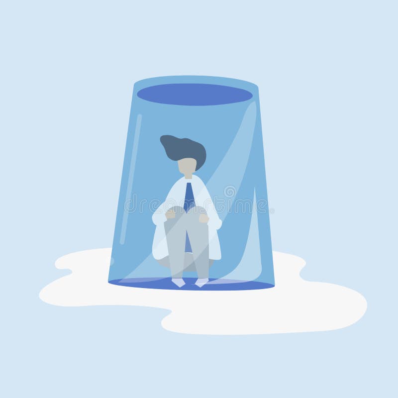Character of a businessman feeling small and trapped illustration royalty free illustration Character of a businessman feeling small and trapped illustration royalty free illustration