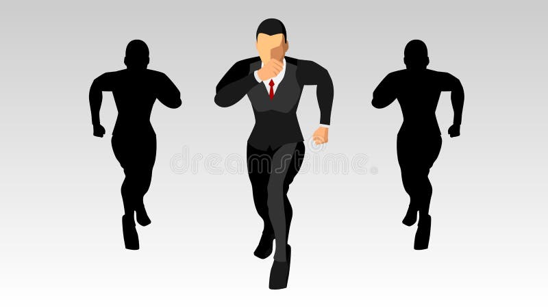 The character of the businessman running forward, along with the silhouette. blank background template. eps10 stock illustration The character of the businessman running forward, along with the silhouette. blank background template. eps10 stock illustration
