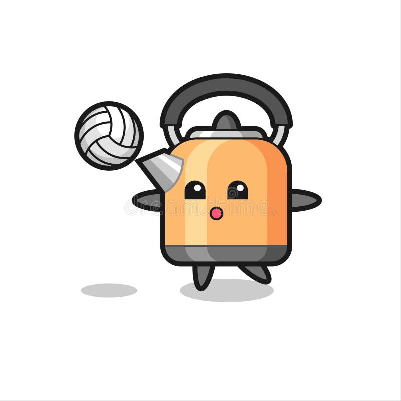Character Cartoon of Kettle is Playing Volleyball Stock Vector -  Illustration of handle, mascot: 225584142