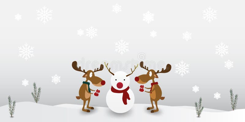 Christmas Character Cartoon Reindeer Cute on Winter Snowman ...