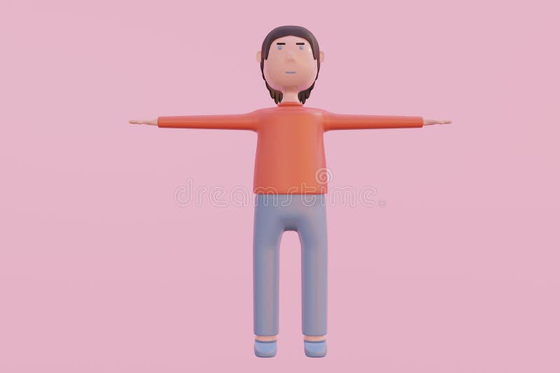 3d model of a character in t-pose