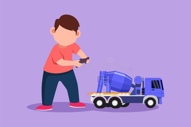 Boy playing with his truck toy Royalty Free Vector Image