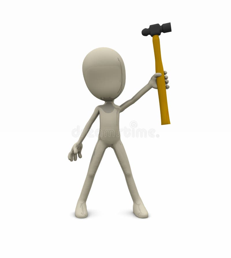 Character with hammer stock illustration. Illustration of cartoon
