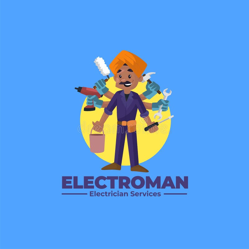 Electroman electrician services vector mascot logo stock illustration