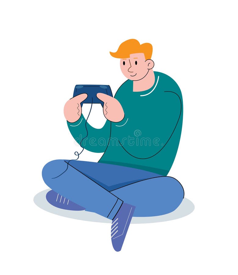Character People Holding Game Console Vector Illustration Stock Vector