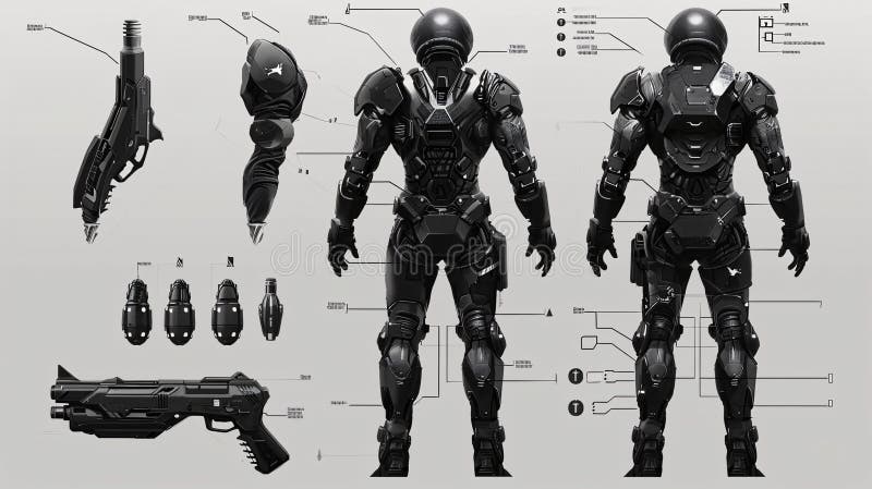 Character Sheet of a Fighter in Futuristic Cyberpunk Style Stock ...