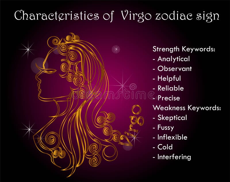 Characterestics of Virgo Zodiac Sign Stock Vector - Illustration of ...