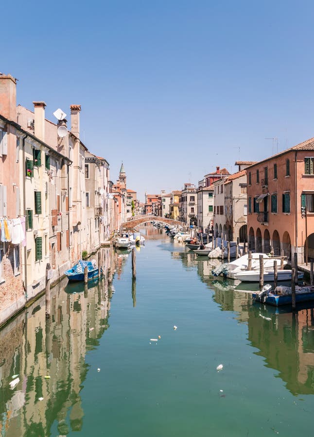 Characteristic Canal in Chioggia, Lagoon of Venice. Stock Photo - Image ...