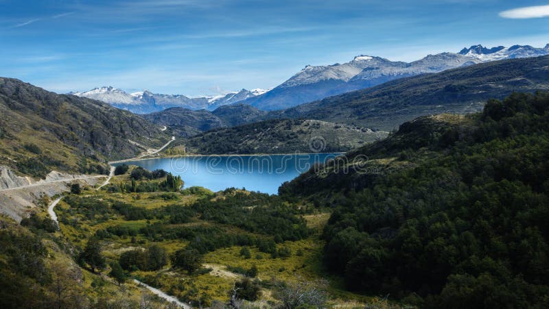 Characteristic landscape of the Andes mountain range in Argentine or Chilean Patagonia.