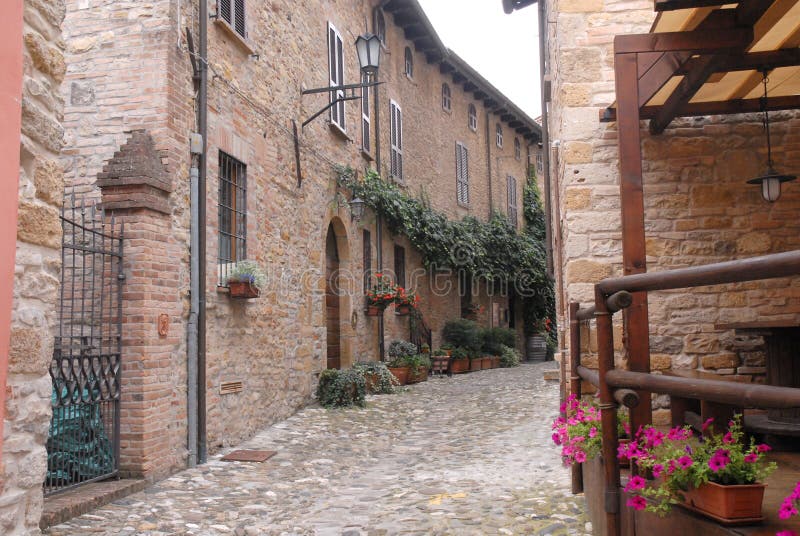 A characteristic street of the village called Castell in the province of Parma in Italy royalty free stock photo A characteristic street of the village called Castell in the province of Parma in Italy royalty free stock photo