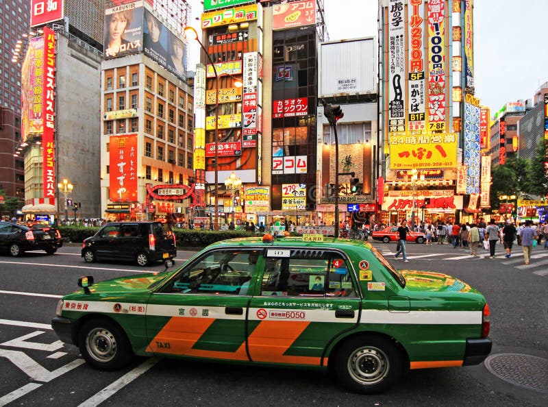 Characteristic Tokio zielony taxi, Japonia zdjęcie royalty free Characteristic Tokio zielony taxi, Japonia zdjęcie royalty free