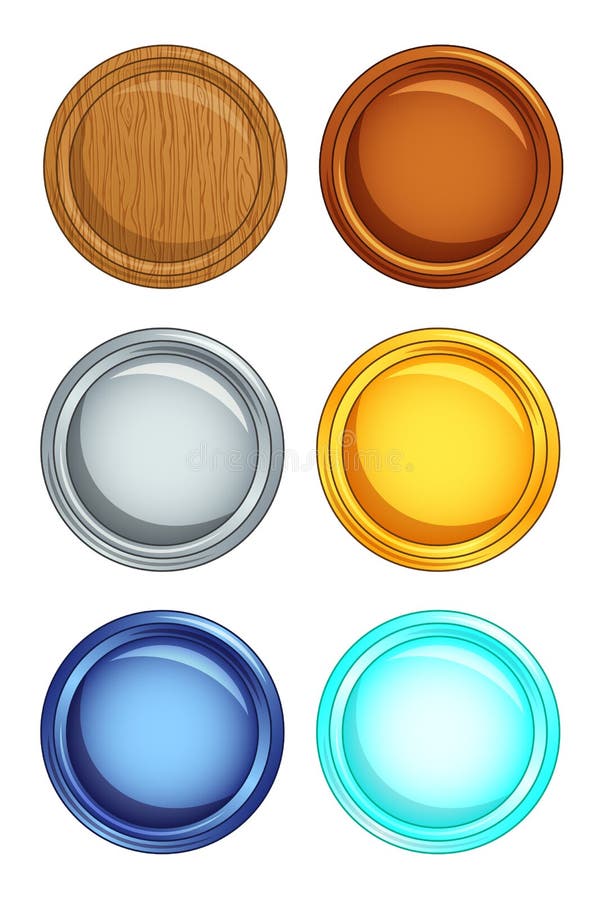 Wood, Gold, Silver, Bronze, Platinum and Diamond Medals or Coins Icons for Apps and Websites or Use for Game Vector - Illustration of champion, glass: 204581254