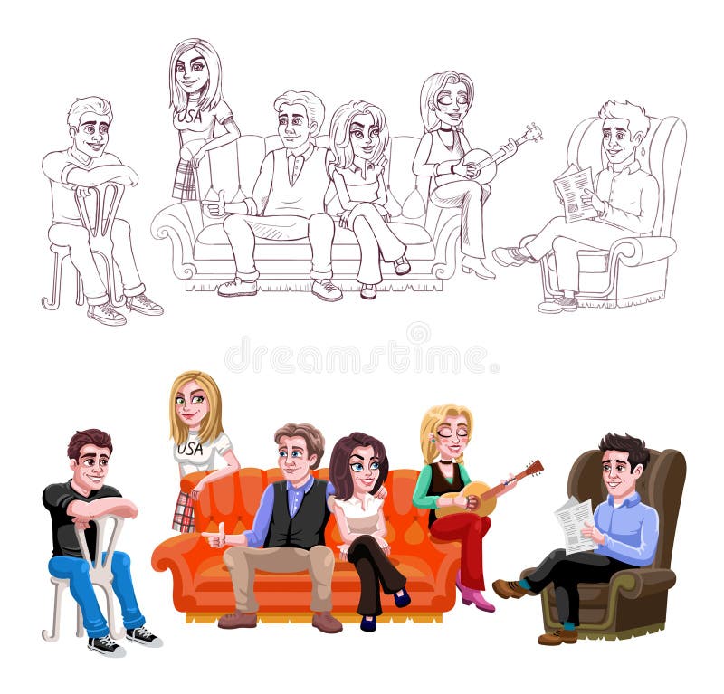 Characters of Friends from the Popular Series Friends. Stock Illustration -  Illustration of character, face: 252984731