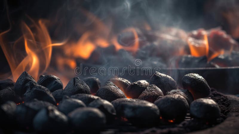 Fond De Charbon De Bois Pour Barbecue Avec Flammes