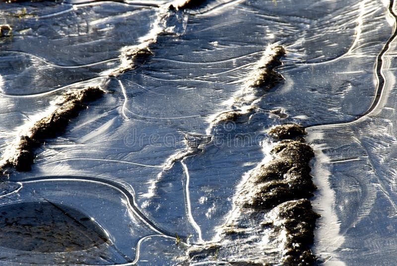 Ice and water as a background - Detail of a frozen pond. Ice and water as a background - Detail of a frozen pond