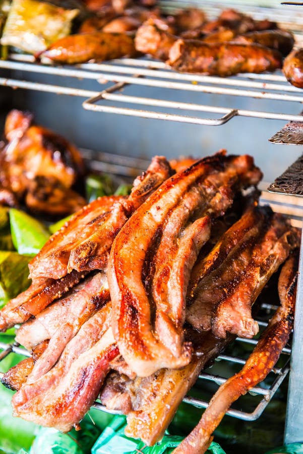 Charcoal Boiled Pork Neck on Grill Stock Photo Image of famous